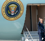 President Donald J. Trump arrives at Elmendorf  AFB