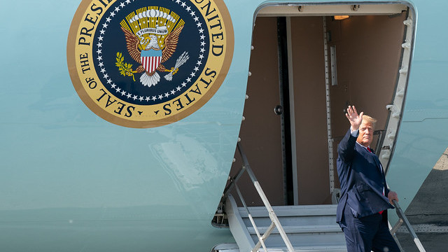 President Donald J. Trump arrives at Elmendorf  AFB